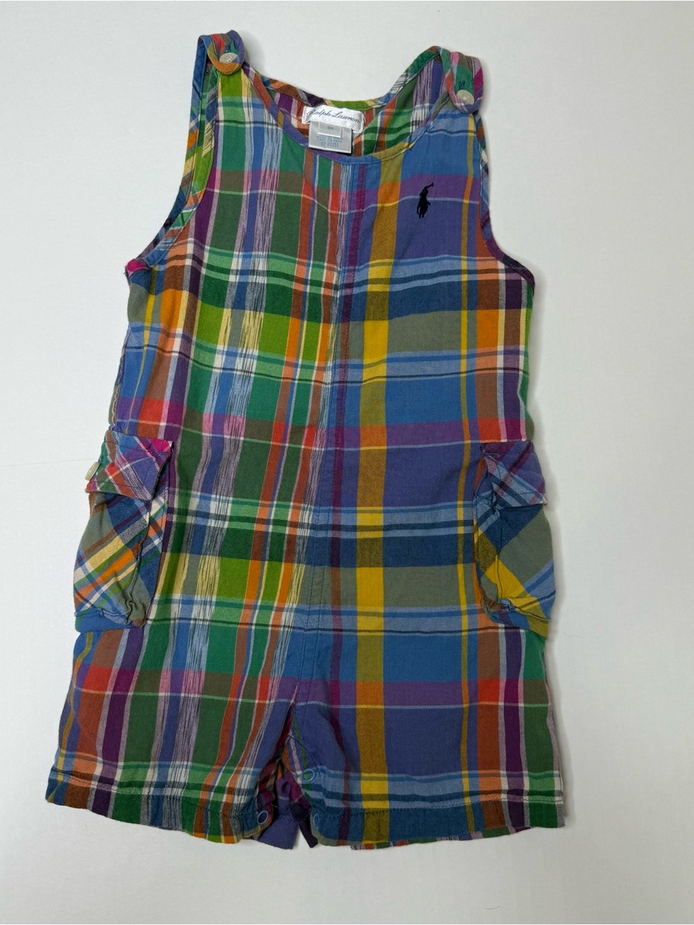 Ralph Lauren Multicolor Plaid Cotton Tank Romper